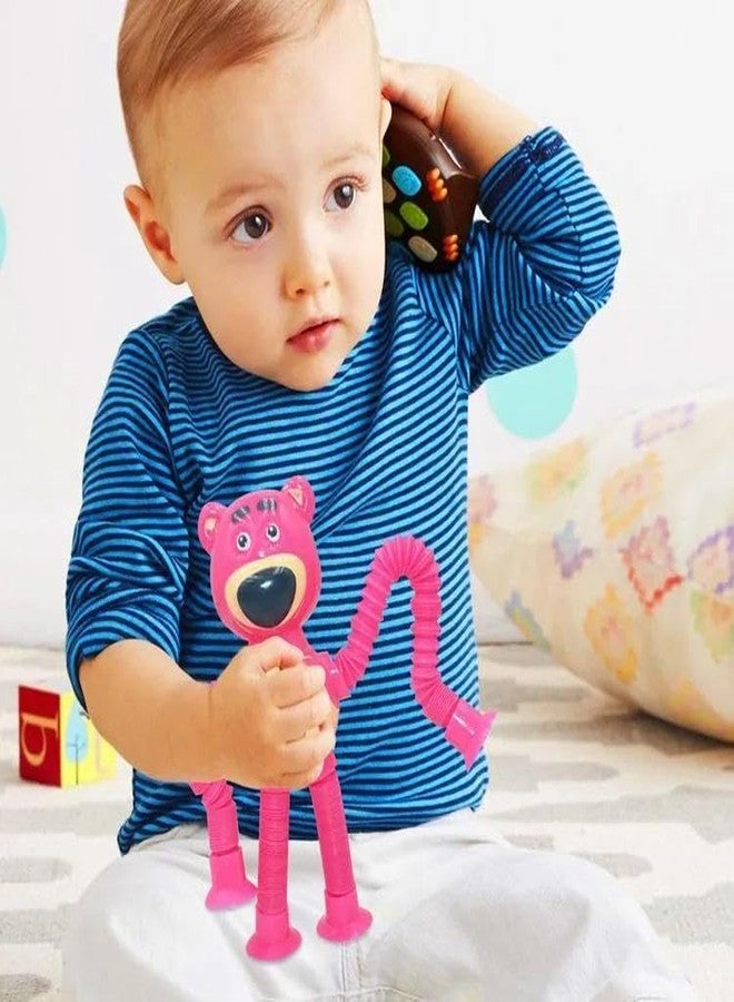 Samip Pop Tubes, Robotics Fidget Tubes Toddler Sensory Toys, Stimulating Creative Gifts, Suction Cup pop Tube Robot Toy, Autism Sensory Toys, Fidget Toys, LED Robot Giraffe Toy (Pack of 3, Taddy) - Image 2
